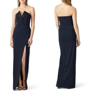 Jay Godfrey Sylvia Dress Strapless Tuxedo Side Slit Long Maxi Gown Black 8